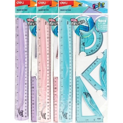 Deli Twist Me 30 см комплект от 4 гъвкави линийки в смесени цветове DEH23 (DEH23)