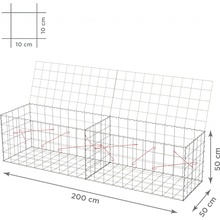 TopStone Gabiónový kôš s vekom: 200 x 50 x 50 cm - oko siete 10x10cm