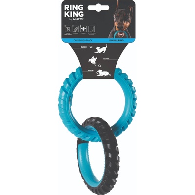 M-Pets RING KING Dvojitý kruh tyrkysovo-čierny