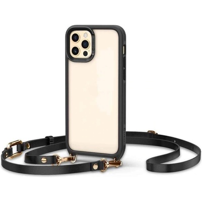 Spigen Cyrill Classic Charm Case - дизайнерски кейс с висока защита и връзка за носене за iPhone 12 Pro, iPhone 12 (черен-прозрачен)