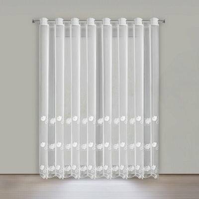 Takoy Bílá záclona z jemné síťoviny zdobená jemnou výšivkou 350x250 cm očka - LETI-HF-479469 | 350 x 250 cm