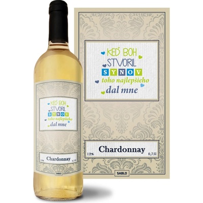Sablio Keď Boh stvoril synov Chardonnay biele suché víno 12 % 0,75 l (čistá fľaša)