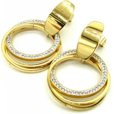 Steel Jewelry náušnice KROUŽKY VISACÍ GOLD Chirurgická ocel NS240188