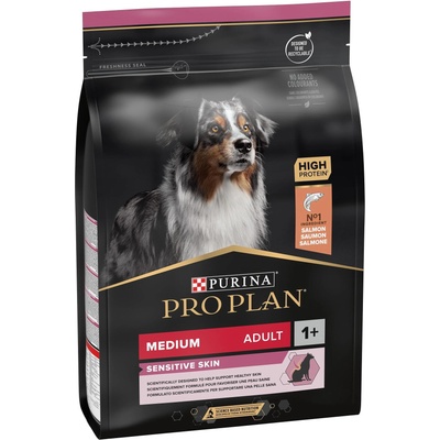 Purina PRO PLAN Medium Adult Sensitive Skin- Суха храна за кучета в зряла възраст от средни породи с чувствителна кожа, със Сьомга