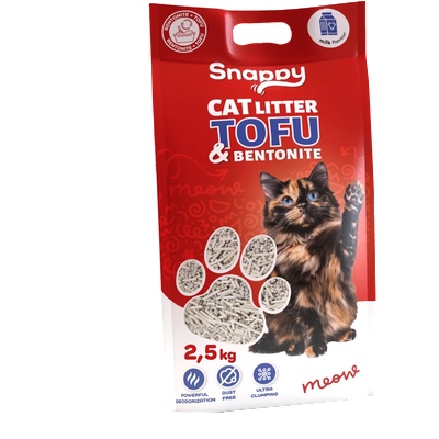 Snappy Uniq Pets Cat Snappy Tofu Cat Litter Odor Control Mixed слепваща котешка постелка 70% tofu и 30% бентонит, 2, 5 кг