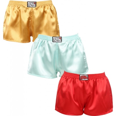 Styx 3PACK dámske trenky klasická guma saténové viacfarebné (3L06352)