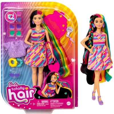 Mattel Детска играчка Barbie, Комплект кукла с дълга коса игрален и сърца, 21, 5 см, 1710318