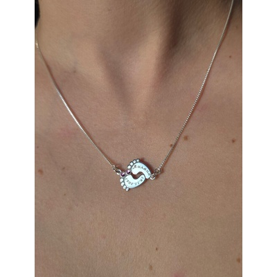 Kathryn' s Bracelets Сребърно колие Бебешки крачета - Персонализирано колие за Майка (СКБК1)