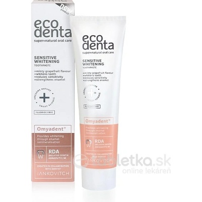 EcoDenta SENSITIVE WHITENING bieliaca na citlivé zuby s omyadentom 100 ml