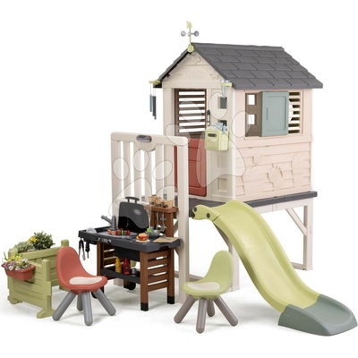 Smoby Domček na pilieroch s posedením pre šéfkuchára House On Stilts Life so šmykľavkou SM810301-L