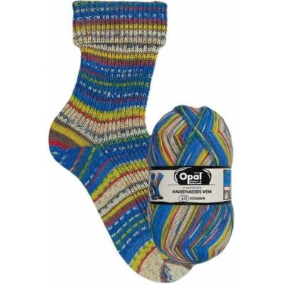 Ponožková příze Opal Hundertwasser – modrý multikolor melír, 100 g / 425 m - barevná varianta 4057