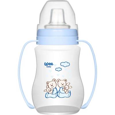 Wee Baby Неразливаща чаша с дръжки Wee Baby - 250 ml, синя с мечета (754)