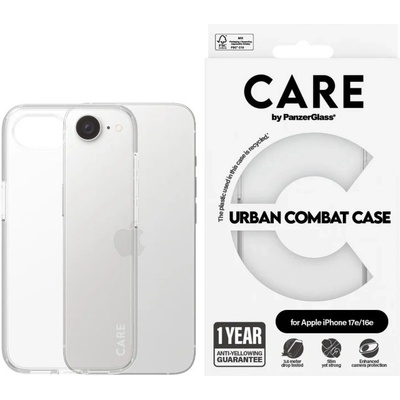 Panzer Гръб CARE by PanzerGlass за Apple iPhone 17E, iPhone 16E, Flagship Case, Urban Combat, Прозрачен