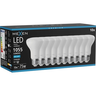 Mexen Nova 10x LED крушка E27, R63, 10W, Студена - 6500K, 1055 lm - L104-E27-1065-01x10 (L104-E27-1065-01x10)