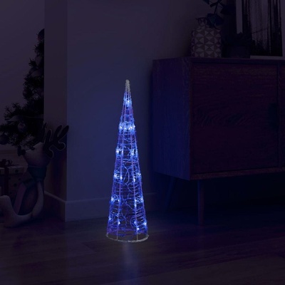 shumee Akrylový dekorativní světelný LED kužel modrý 60 cm