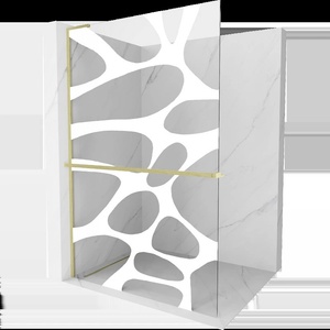 Mexen Kioto+ L Душ преграда с рафт Walk-in 70 x 200 см, бяла вълна, златно четкано - 800-070-123-55-97 (800-070-123-55-97)