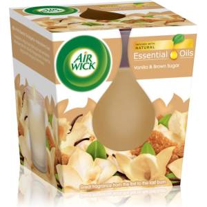 Air Wick Essential Oil Vanilla & Brown Sugar ароматна свещ 105 гр