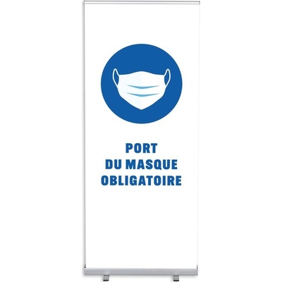 Jansen Display Set Roll-baneru Budget s vytištěným motivem maska povinná, bílý, francouzština, 870 x 2080 mm