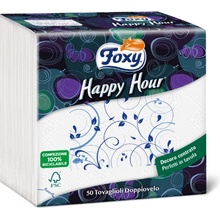 Foxy Fory Happy Hour servítky biele s potlačou 32x32,5cm 50 ks