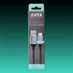 AVAX Кабел за зареждане usb-a към usb-c, 3a, 1, 5 м, стоманено сив avax_cb301g (avax_cb301g)