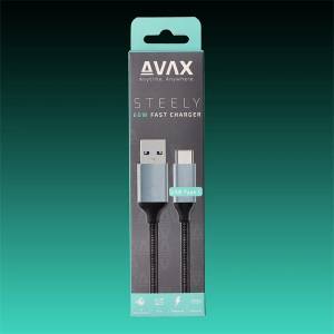 AVAX Кабел за зареждане usb-a към usb-c, 3a, 1, 5 м, стоманено сив avax_cb301g (avax_cb301g)