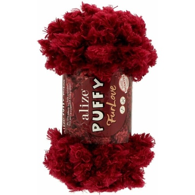 Alize Puffy Furlove 107 tmavá červená