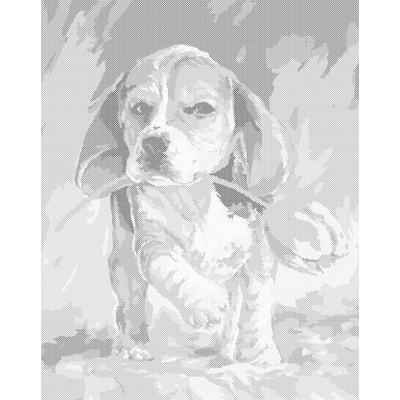 ZUTY Bodkovanie - PSÍK S TULIPÁNOM Rámovanie: bez rámu a bez vypnutia plátna, Rozmer: 40x50 cm
