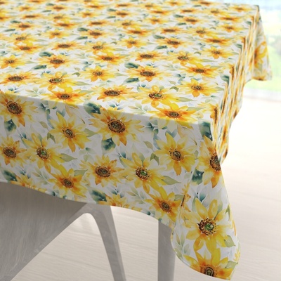 Biante Teflónový štvorcový obrus TF-140 Akvarelové slnečnice na bielom 120x120 cm