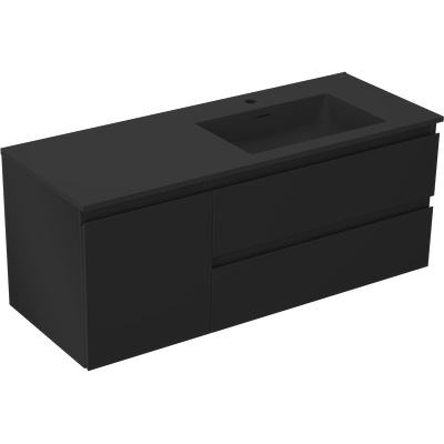 Orio шкаф за баня 120 см с мивка Otis вдясно, 2S, 1D, черен мат (91A13-12047-3-BBFFF71-W18P71)