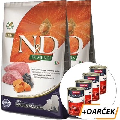N&D dog GF Pumpkin Puppy Medium / Maxi lamb & blueberry 2 x 12 kg