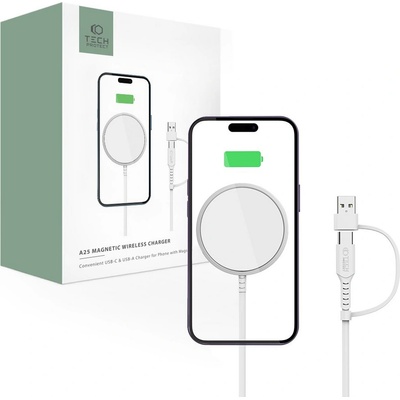 Tech-Protect Безжично зарядно устройство MagSafe от Tech-Protect QI15W-A25 - Бяло (9490713934449)