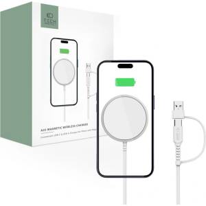 Tech-Protect Безжично зарядно устройство MagSafe от Tech-Protect QI15W-A25 - Бяло (9490713934449)