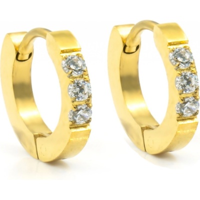 BRUNOshop.cz Náušnice kroužky s kamínky gold S3819