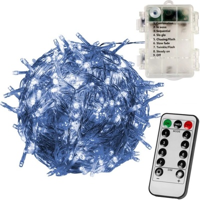 VOLTRONIC® 59578 Vianočné LED osvetlenie 10 m studená biela 100 LED ovládač BATÉRIE