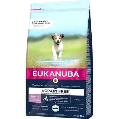 Eukanuba Grain Free Small & Medium Puppy šteňatá malých a stredných plemien 3 kg