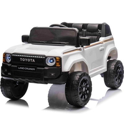 Toyota Land Cruiser 12V Акумулаторен Джип, Бял, Широка Седалка, 2.4 GHz Дистанционно, Bluetooth, Литиева Батерия, LED Светлини и Окачване (58963258)