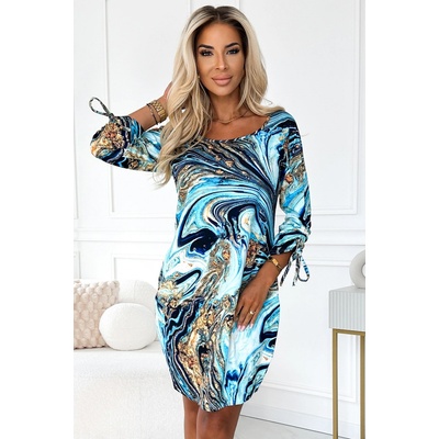 NUMOCO Modré šaty nadia se vzorem 281-7