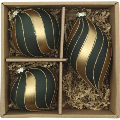 Chic Antique Vianočná ozdoba Olive/Gold – set 3 ks