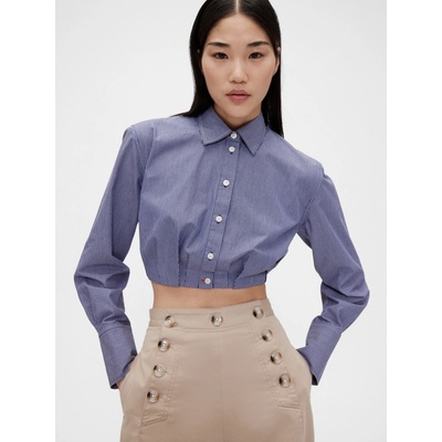 Gap crop popelínová košeľa GapStudio by Zac Posen tmavomodrá