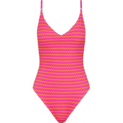 Seafolly Дамски бански костюм Seafolly Women's Mesh Effect V Neck One Piece Swimsuit - Hot Pink - размер 32 (EU) (150-5075-0311)