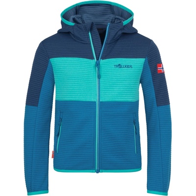 TROLLKIDS Детско поларено яке Trollkids Kid's Sogndal Jacket XT Fleece jacket - Mystic Blue / Summernight Blue / Blue Coral - размер 116 (EU) (703-5394-0415)
