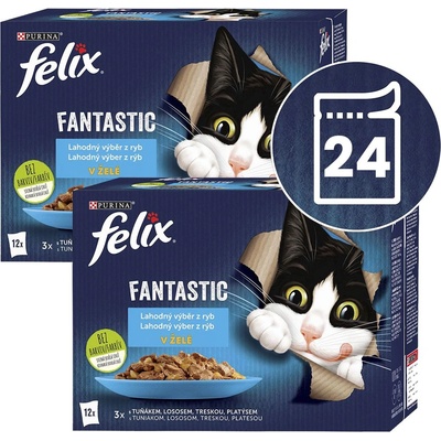 FELIX Капсули FELIX Fantastic избор с сьомга, платика, с риба тон, с треска 24 x 85 г