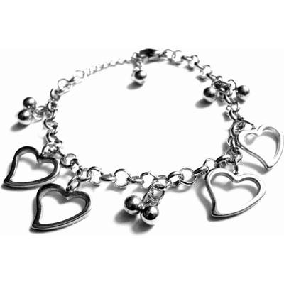 Steel Jewelry náramek s přívěsky srdce z chirurgické oceli NR130176