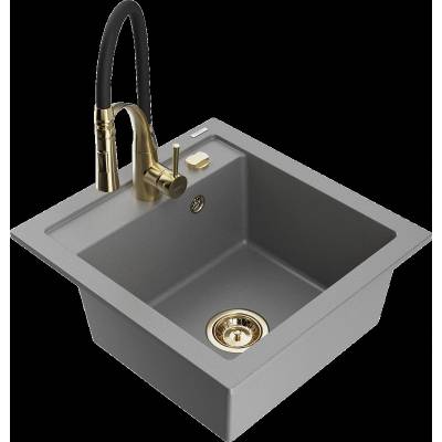 Vito еднокоморна гранитна мивка с кухненски смесител Aster, сива - 6503-71-73450-57-G (6503-71-73450-57-G)