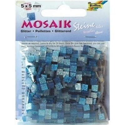 Folia Mozaikové kamienky trblietavé, 5 x 5 mm modrá
