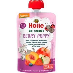 Holle Био пюре Berry Puppy с ябълка, праскова и горски плод 8м+, 100 g (1567850)