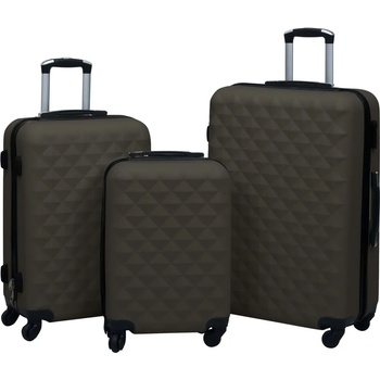 vidaXL Комплект твърди куфари с колелца, 3 бр, антрацит, ABS (92417)