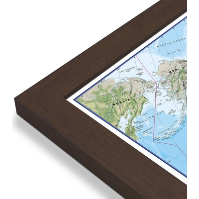 Maps International Svět - nástěnná zeměpisná mapa 195 x 120 cm Varianta: mapa v dřevěném rámu, Provedení: Pegi skořice