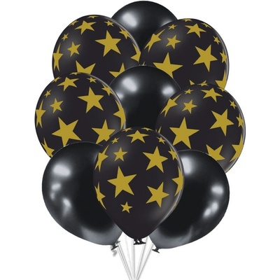 Balonky.cz Balónky černé zlaté hvězdy mix 30 cm