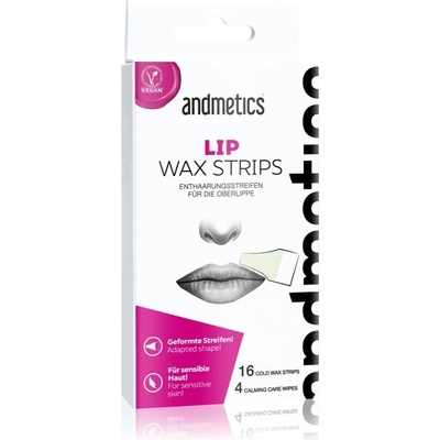 andmetics Depilačné pásiky na hornú peru pre ženy (Lip Wax Strips For Women) 8 ks + 4 obrúsky